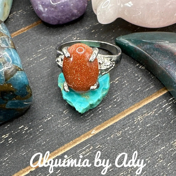 Alquimia Jewelry - Silver sunstone Victorian gem ring/boho/colorful